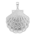 De-Ani Sterling Silver Rhodium-Plated Diamond-Cut Large Scallop Shell Pendant - Image 3