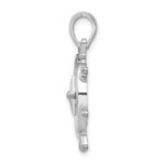 De-Ani Sterling Silver Rhodium-Plated Polished Ships Wheel with Compass Pendant - Image 2