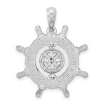 De-Ani Sterling Silver Rhodium-Plated Polished Ships Wheel with Compass Pendant - Image 3