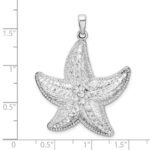 De-Ani Sterling Silver Rhodium-plated Polished Diamond-Cut Large Starfish Pendant - Image 4