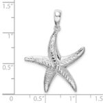 De-Ani Sterling Silver Rhodium-plated Textured Diamond-Cut Starfish Pendant - Image 4