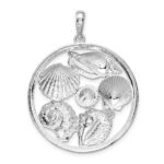 De-Ani Sterling Silver Rhodium-plated Polished Shells Large Round Pendant - Image 4