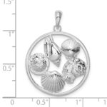 De-Ani Sterling Silver Rhodium-plated Polished Shells Round Pendant - Image 6