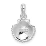 De-Ani Sterling Silver Rhodium-Plated Polished Scallop Shell Pendant - Image 3