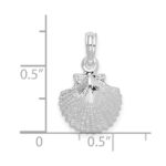 De-Ani Sterling Silver Rhodium-Plated Polished Scallop Shell Pendant - Image 4
