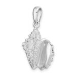 De-Ani Sterling Silver Rhodium-Plated Polished Conch Shell Pendant - Image 7