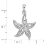 De-Ani Sterling Silver Rhodium-Plated Polished and Textured Starfish Pendant - Image 6