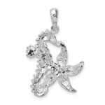 De-Ani Sterling Silver Rhodium-Plated Polished Starfish and Seahorse Pendant - Image 5