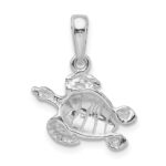 De-Ani Sterling Silver Rhodium-Plated Polished Sea Turtle Pendant - Image 3
