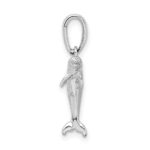 De-Ani Sterling Silver Rhodium-Plated Polished 3D Jumping Dolphin Pendant - Image 2