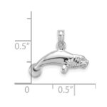 De-Ani Sterling Silver Rhodium-Plated Polished 3D Manatee Pendant - Image 5