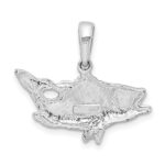 De-Ani Sterling Silver Rhodium-Plated Polished Open Mouth Bass Fish Pendant - Image 3
