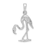 De-Ani Sterling Silver Rhodium-Plated Polished 3D Flamingo Pendant - Image 4
