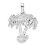 De-Ani Sterling Silver Rhodium-Plated Polished Two Palm Trees Pendant - Image 4