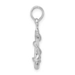 De-Ani Sterling Silver Rhodium-Plated Polished 3D Anchor with Rope Pendant - Image 3