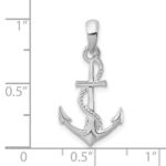 De-Ani Sterling Silver Rhodium-Plated Polished and Textured 3D Anchor with Rope Pendant - Image 6