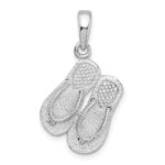 De-Ani Sterling Silver Rhodium-Plated Polished 3D Flip-flops Pendant