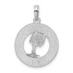 De-Ani Sterling Silver Rhodium-Plated Textured Turks and Caicos Palm Tree Pendant - Image 4