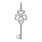 De-Ani Sterling Silver Rhodium-Plated 3D Key to My Heart Heart Top Key Pendant
