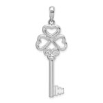 De-Ani Sterling Silver Rhodium-Plated 3D Key to My Heart Heart Top Key Pendant - Image 4