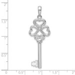 De-Ani Sterling Silver Rhodium-Plated 3D Key to My Heart Heart Top Key Pendant - Image 7
