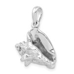 De-Ani Sterling Silver Rhodium-Plated Polished 3D Conch Shell Pendant - Image 7