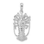 De-Ani Sterling Silver Rhodium-Plated Polished Large Florida Lobster Pendant