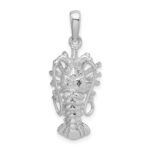 De-Ani Sterling Silver Rhodium-Plated Polished Medium Florida Lobster Pendant