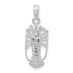 De-Ani Sterling Silver Rhodium-Plated Polished Small Florida Lobster Pendant