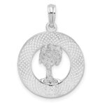 De-Ani Sterling Silver Rhodium-Plated Textured Siesta Key Florida with Palm Tree Pendant - Image 5