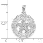 De-Ani Sterling Silver Rhodium-Plated Textured Siesta Key Florida with Starfish Pendant - Image 6