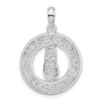 De-Ani Sterling Silver Rhodium-Plated Textured Siesta Key Florida with Flip-flop Pendant