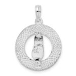 De-Ani Sterling Silver Rhodium-Plated Textured Siesta Key Florida with Flip-flop Pendant - Image 5