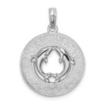 De-Ani Sterling Silver Rhodium-Plated Textured Key West with Dolphins Pendant