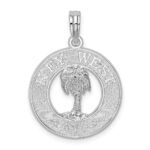 De-Ani Sterling Silver Rhodium-Plated Textured Key West with Palm Tree Pendant
