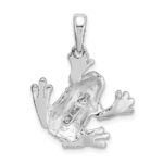 De-Ani Sterling Silver Rhodium-Plated Polished and Textured Frog Hanging by Leg Pendant - Image 3