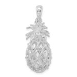 De-Ani Sterling Silver Rhodium-Plated Polished 3D Cut-Out Large Pineapple Pendant - Image 3