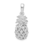 De-Ani Sterling Silver Rhodium-Plated Polished 3D Cut-Out Medium Pineapple Pendant - Image 3
