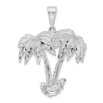 De-Ani Sterling Silver Rhodium-Plated Polished Palm Trees Pendant - Image 3
