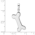 De-Ani Sterling Silver Rhodium-plated Polished Engraveable Dog Bone Pendant - Image 4