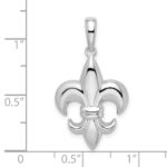 De-Ani Sterling Silver Rhodium-Plated Polished Medium Fleur de Lis Pendant - Image 4