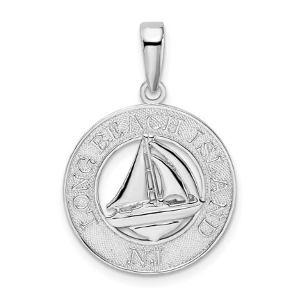 De-Ani Sterling Silver Rhodium-Plated Long Beach Island New Jersey with Sailboat Pendant