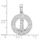 De-Ani Sterling Silver Rhodium-Plated Textured Hilton Head Lighthouse Pendant - Image 4