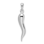 De-Ani Sterling Silver Rhodium-Plated Polished 3D Italian Horn Pendant - Image 3