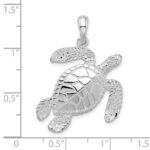 De-Ani Sterling Silver Rhodium-Plated Polished Large Swimming Sea Turtle Pendant - Image 4