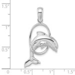 De-Ani Sterling Silver Rhodium-Plated Dolphin Jumping Thru Hoop Pendant - Image 4