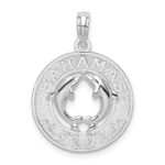 De-Ani Sterling Silver Rhodium-Plated Textured Bahamas with Dolphins Pendant