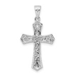 Sterling Silver Rhodium Diamond Cross Pendant - Image 4