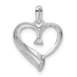 Sterling Silver Rhodium Diam. Heart Pendant - Image 3