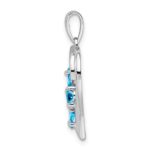Sterling Silver Rhodium SW Blue Topaz & Diamond Butterfly Heart Pendant - Image 2